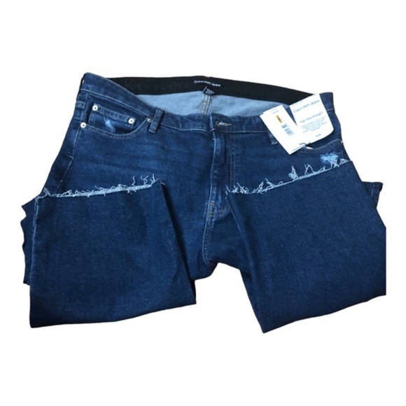 Calvin Klein jeans hi rise straight fit distressed frayed hem jeans size 16W new - Picture 9 of 16
